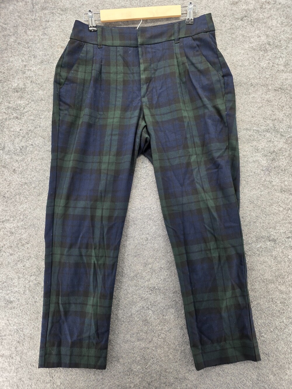 Abercrombie Fitch Pants Womens Medium Pleated Blue Green Plaid